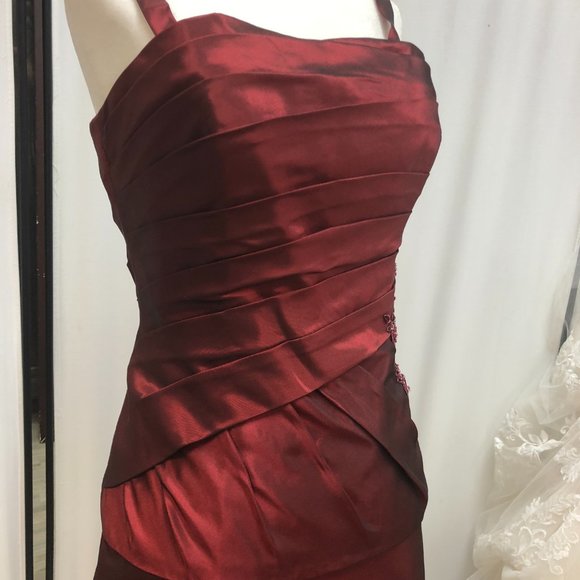NEW 2-Piece Cranberry Mother of the Bride/Groom Formal Holiday Dress SIZE 6 - Picture 8 of 14